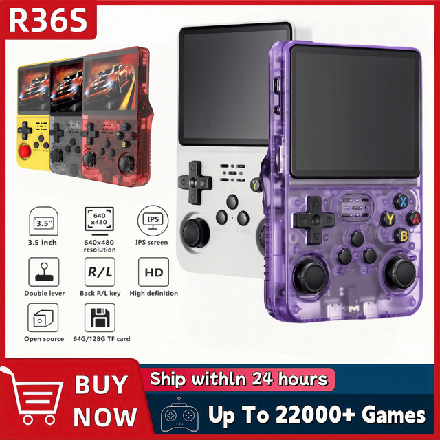 ZUIDID R36S Retro Handheld-Videospielkonsole in Grün mit 3,5-Zoll-IPS-Bildschirm und 128 GB Speicher - Bild 1