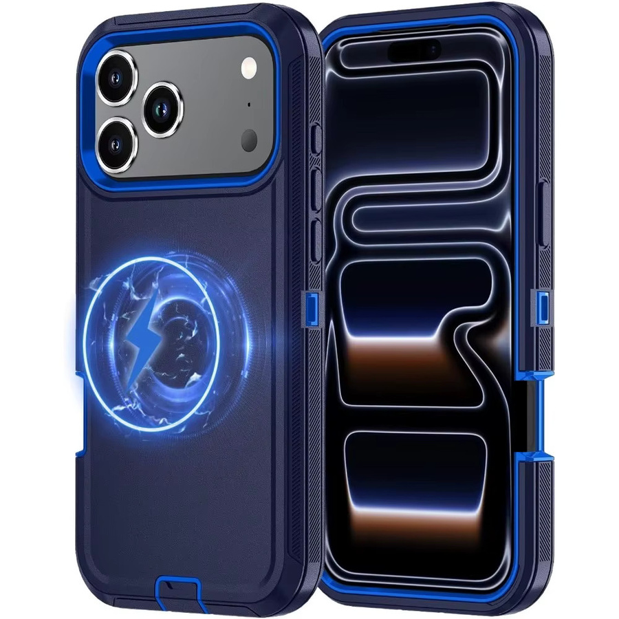3in1 OTT Military Anti-Drop Magnetische Schutzhülle für iPhone 17 Pro Max, 16, 15, 14 Plus, 13 – Robuste Stoßfeste Rüstung Abdeckung in Schwarz oder Blau - Bild 7