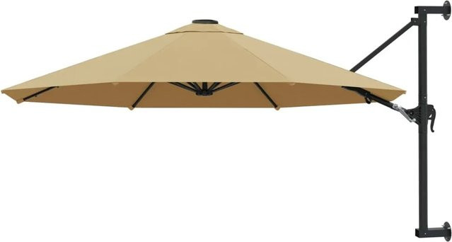 furnicato Sonnenschirm zur Wandmontage mit Metall-Mast in Taupe, Höhe: 300 cm - Bild 1