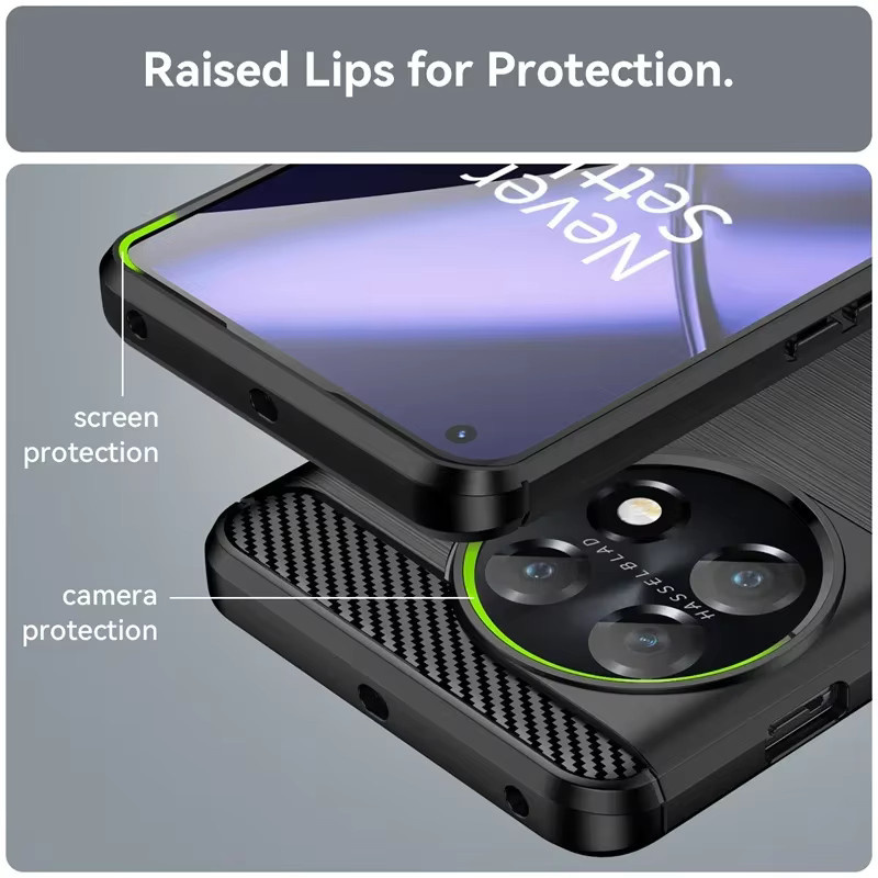 Stoßfeste TPU Schutzhülle mit Carbon-Faser-Optik für OnePlus 13, 12, 11, 12R, 10 Pro, 10T, 9 in Schwarz und Blau - Bild 4