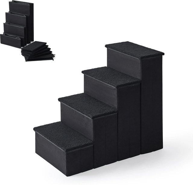 Relaxdays Hundetreppe aus MDF und Polyester in Schwarz, faltbar mit Stauraum und rutschfester Oberfläche, B/T/H: 65 x 40 x 70 cm - Bild 1