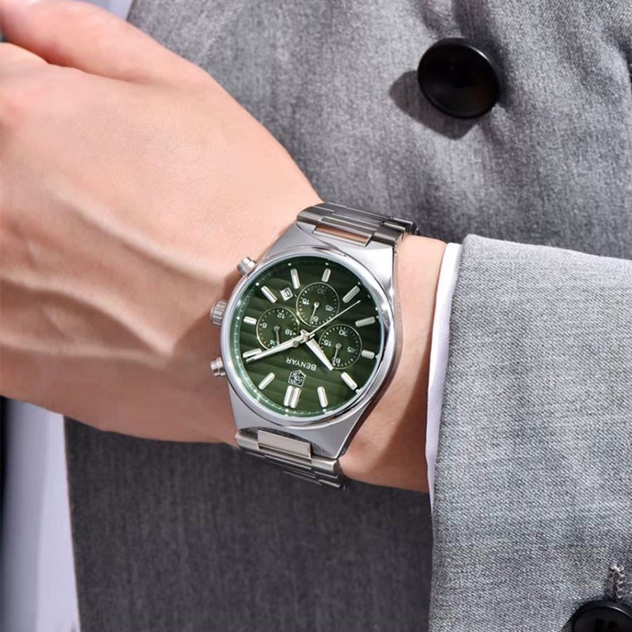 BENYAR Armbanduhr Chronograph, Edelstahl, Saphirglas, Quarz, 42 mm, Herren - Bild 3