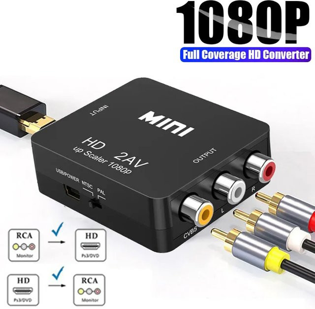 Mrgabwte HDMI zu RCA AV Composite Adapter Konverter in Full HD 1080P mit USB-Kabel für HDTV2AV und AV2HDTV Audio-Video-Verbindung - Bild 1