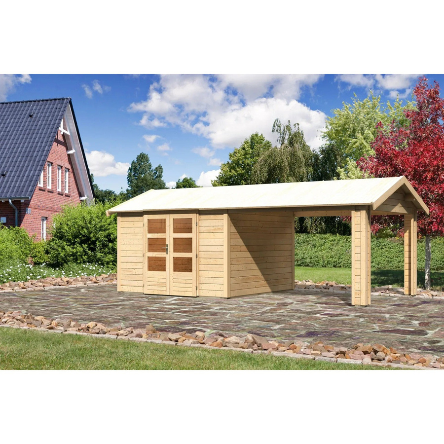 Karibu Holz-Gartenhaus Timra mit Satteldach in Braun, B/T: 300 x 300 cm - Bild 2