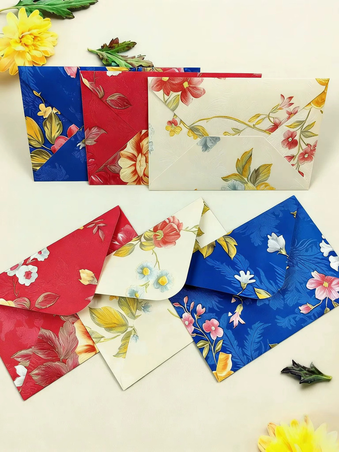10 Stück Retro-Pfingstrosen-Umschläge aus Papier in Blau und Multicolour für Hochzeiten und Geschenkverpackungen - Bild 2