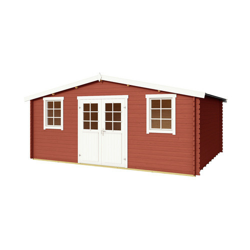 Lasita Gartenhaus Wels 5 aus Fichtenholz in Schwedenrot mit Satteldach und Boden, B/T/H: 510 x 400 x 245,1 cm - Bild 3