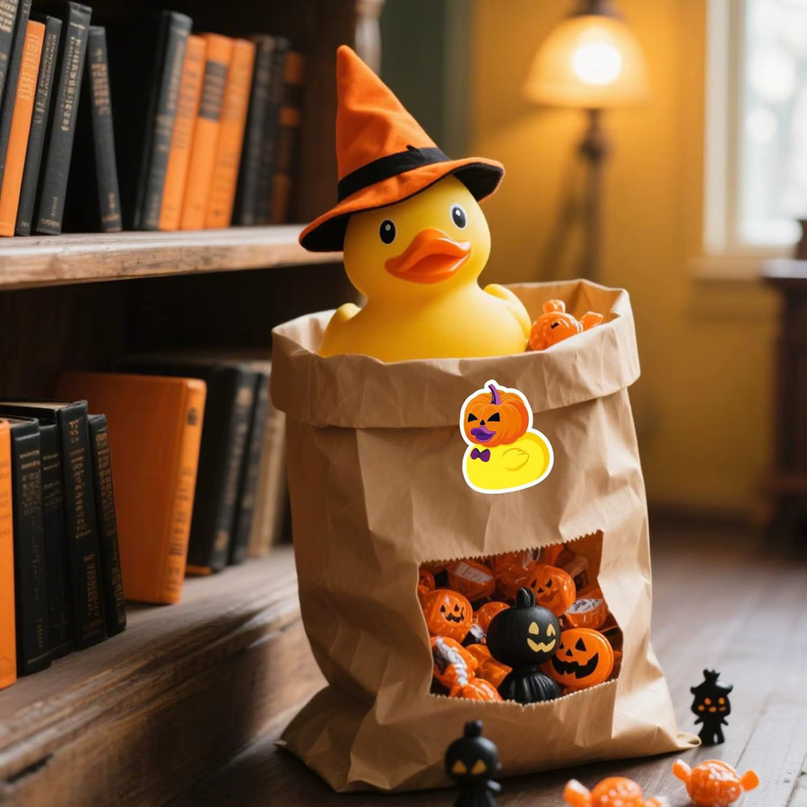 500 Stück Halloween Gummi-Enten-Aufkleber von TYFYO in Multicolour für Scrapbook und Party-Zubehör - Bild 2