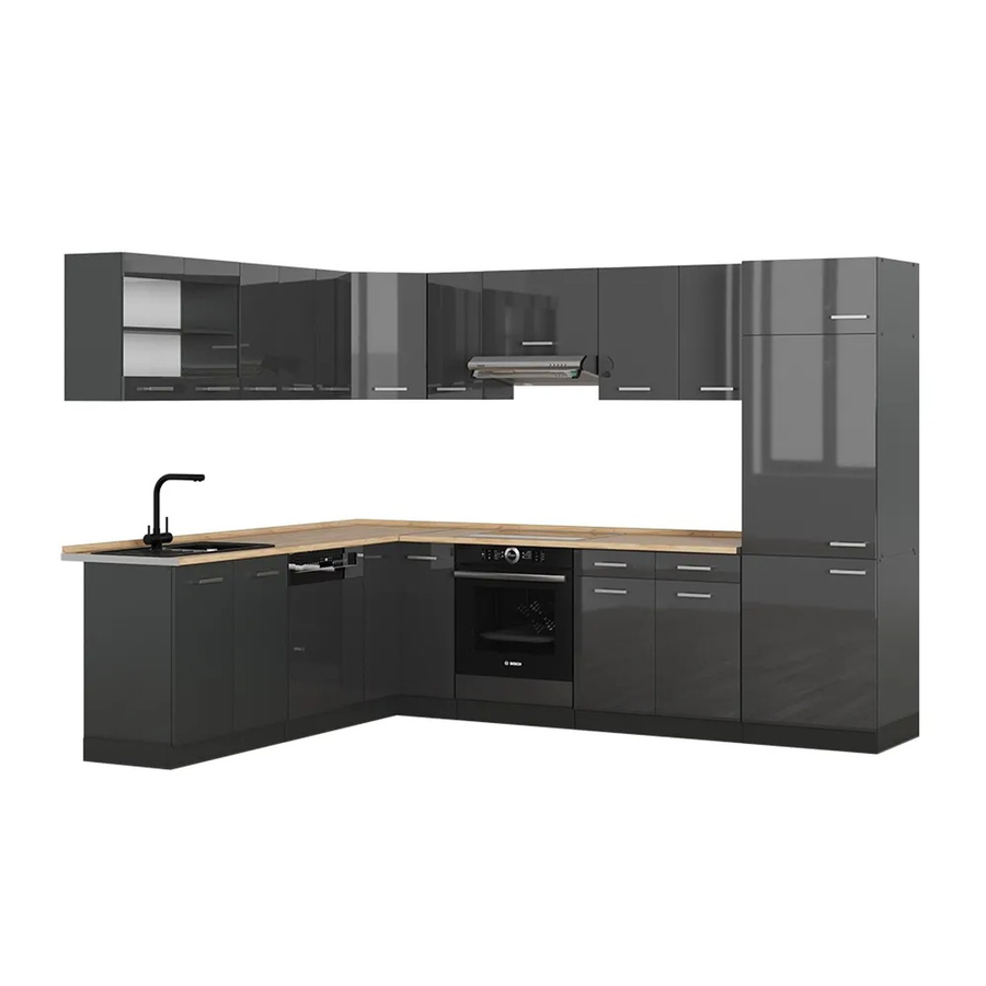 Vicco R-Line Eckküche Anthrazit Hochglanz B/T/H: 227 x 287 x 207 cm - Bild 2