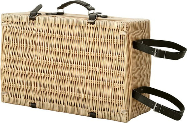 Outsunny Picknickkorb aus Rattan und Holz in Braun und Beige, Picknick-Set für 4 Personen mit Isoliertfach, Picknickdecke und Besteck, B/H/L: 34 x 20 x 54 cm