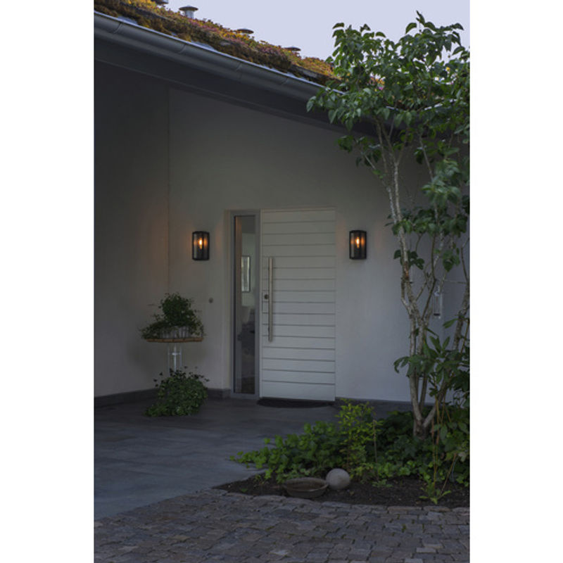 Konstsmide Wandleuchte Carpi in Schwarz für den Garten, dimmbar, IP44, E27, mit Glas und Metall - Bild 3