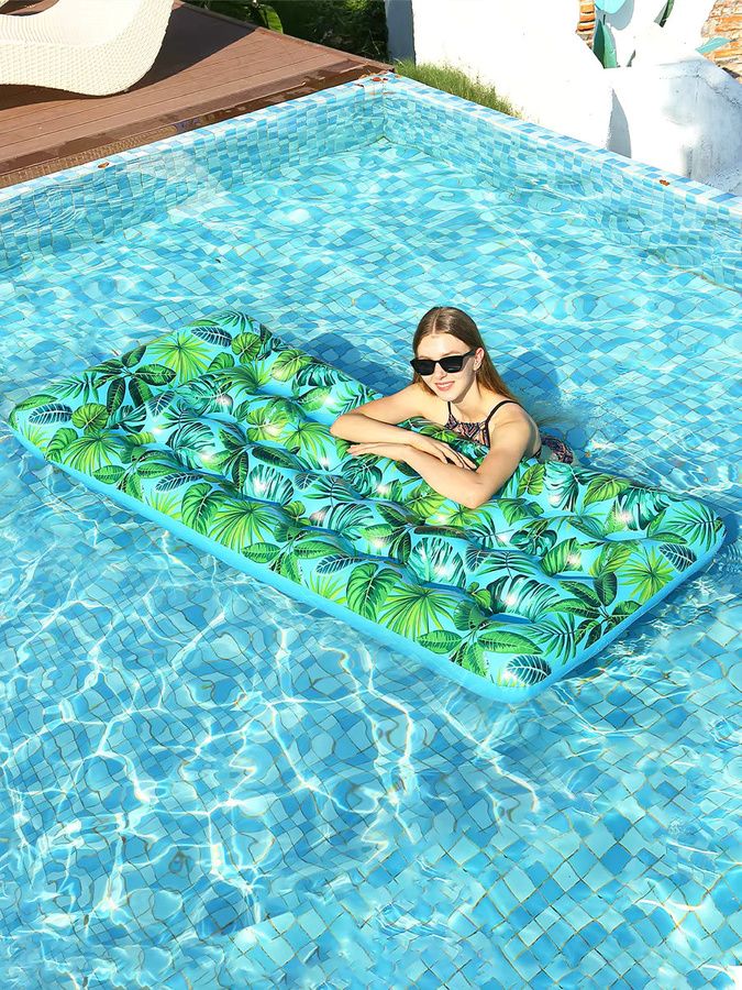 Aufblasbare Pool-Schwimmatte mit Kopfstütze in Lila für Pool und Strand - Bild 2