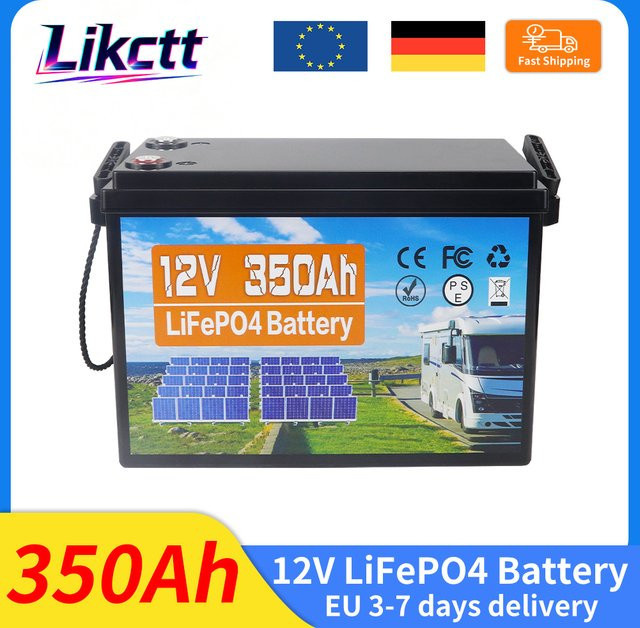 Likctt LiFePO4 Batterie 12V 350Ah Lithium-Eisenphosphat-Akku mit 4S 100A BMS in Schwarz - Bild 1