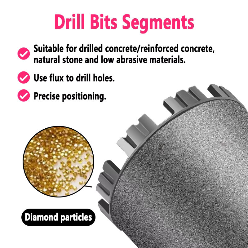 LAANCI Diamantsegmente für Nass- und Trockenbohrer, 10 Stück, grau, für Durchmesser 40-254 mm, Maße: 10 x 3,6-4,3 x 24 mm, ideal für Beton - Bild 2