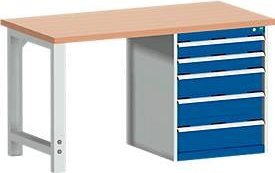 Werkbank Bott W-1577/11-2.34 in Enzianblau RAL 5010, B/T/H: 120 x 150 x 75 cm - Bild 1