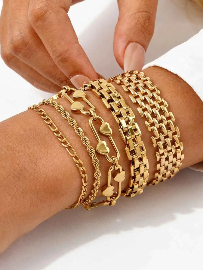 prjewel Gliederkettenarmband, 18 Karat vergoldet, Edelstahl, Damen - Bild 2