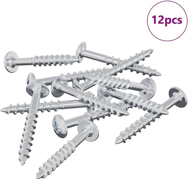 vidaXL Schrauben aus Stahl in Silber, 12 Stück, Durchmesser: 9,8 mm, Länge: 35 mm - Bild 1