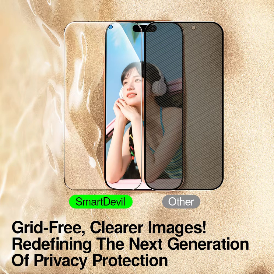 SmartDevil AR Privacy Displayschutzfolie aus gehärtetem Glas für iPhone 17 Pro Max, iPhone 17 Pro und iPhone Air 17, Anti-Peep und kratzfest, transparent - Bild 3