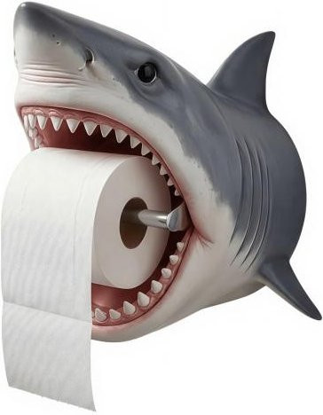 Wasserdichter Toilettenpapierhalter für die Wandmontage in Schildkröten- oder Hai-Design, grau - Bild 1