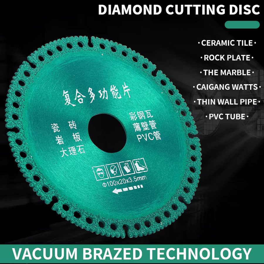 SI FANG Diamant-Sägeblatt für Winkelschleifer, ultradünne gelötete Trennscheibe für Keramikfliesen und Glas, Durchmesser: 100 mm, Breite: 20 mm - Bild 3