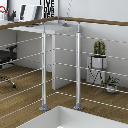 Dolle Geländer-Set mit Eichenhandlauf für Bodenmontage, silberfarben, Länge: 150 cm - Bild 2