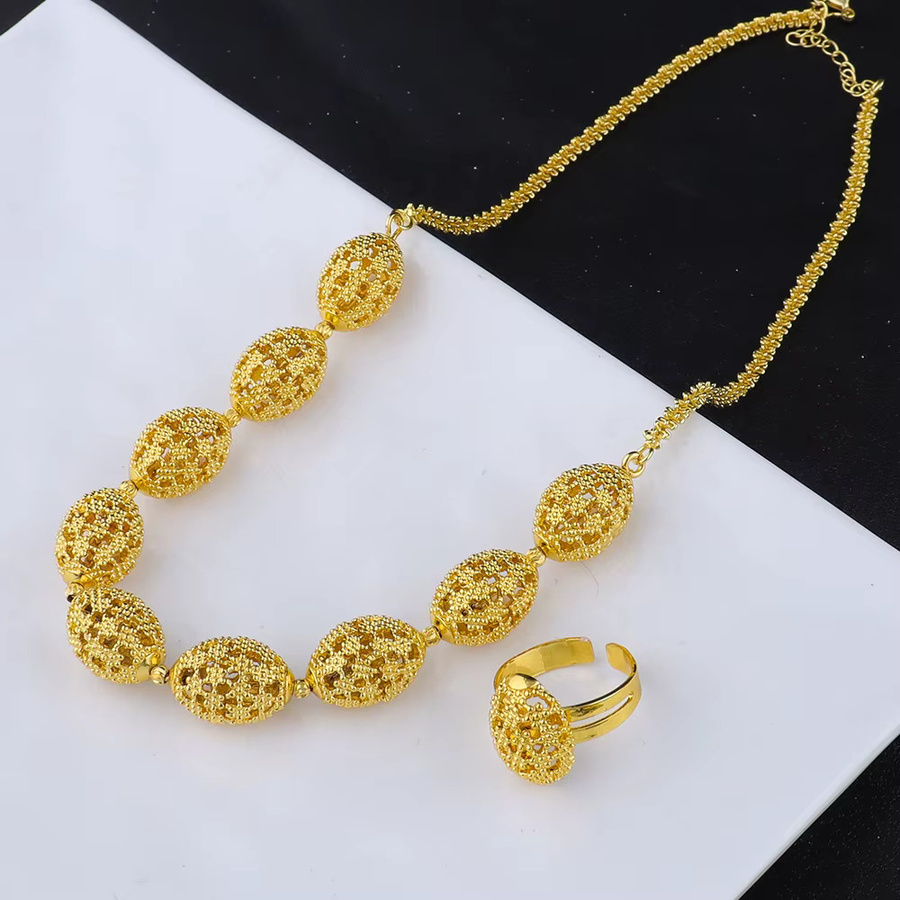 YM Schmuck-Set Halskette und Ohrringe, Messing, Gold, Damen - Bild 3