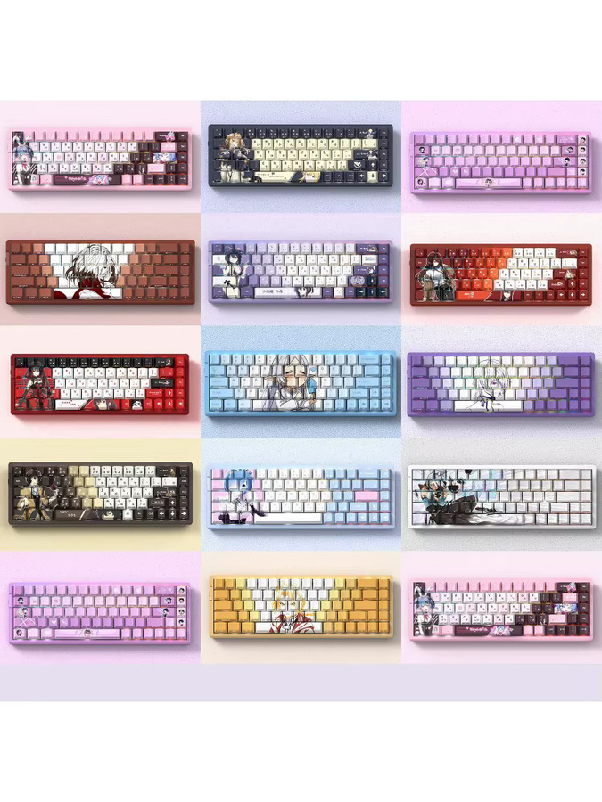 KUXM Miyu Cartoon-Anime Tastenkappen im 2D-Stil aus durchscheinendem PBT mit OEM-Profil und seitlicher Gravur, 74 Tasten, Multicolour - Bild 2