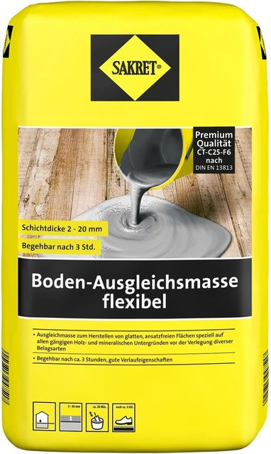 Sakret Boden-Ausgleichsmasse flowing_screed flexibel, grau und gelb, 20 kg - Bild 1