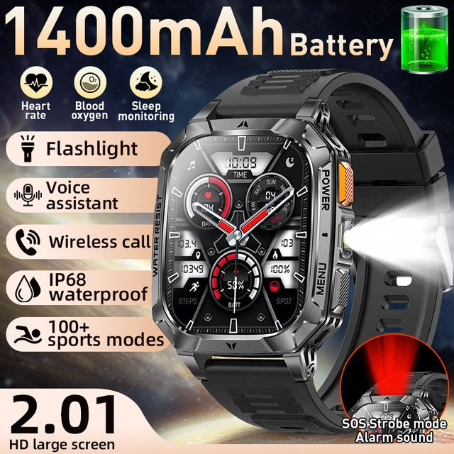 LIGE Smartwatch, Schwarz, Silikon, Herren - Bild 1