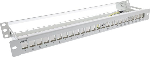 InLine Patchfeld 24-fach Keystone Snap-In Leerblech Patchpanel, 1HE, Breite: 48,26 cm, Farbe: lichtgrau RAL7035 - Bild 1