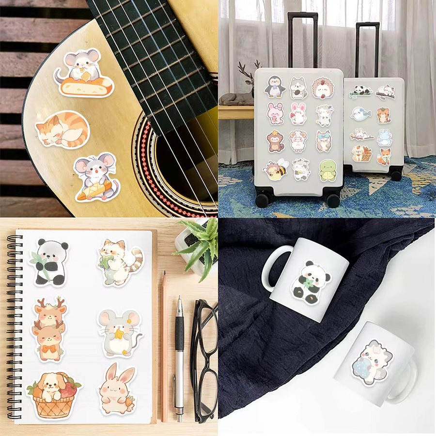 50 Stück Cartoon Tier Aufkleber wasserfest mit Tinte-Design von BulingBulingStickers Shop in Multicolour für Laptop, Telefonhülle und Gepäck - Bild 2
