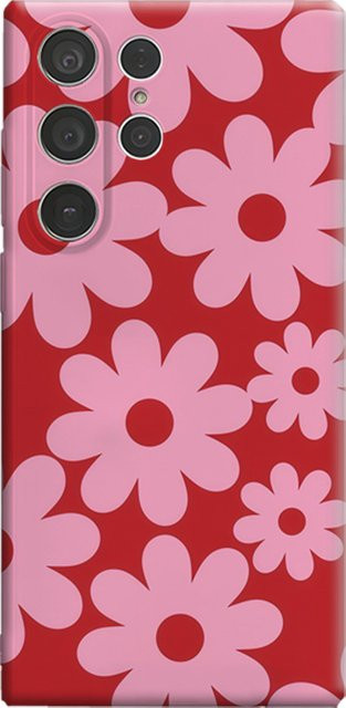 Stoßfeste doppellagige Handyhülle mit rosa Blumenblock-Design für Samsung Galaxy S25 Ultra, S24 und S23 Ultra Plus - Bild 1
