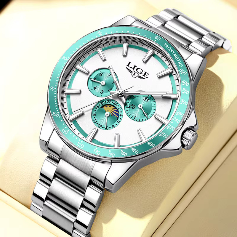 LIGE Armbanduhr Quarz, Edelstahl, Silber, Herren - Bild 2