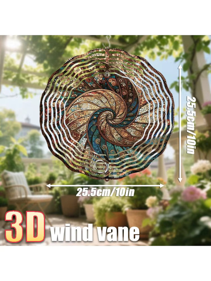 CIFBUY 3D Metall-Windspinner Spiral-Gartenstecker mit Drehbarem Haken, geometrische Gartenkunst-Deko in Multicolour, Durchmesser: 25,4 cm - Bild 7