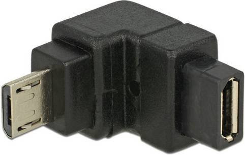 Delock USB 2.0 Adapter Micro-USB Stecker auf Micro-USB Buchse 90 Grad Schwarz 65668 - Bild 1