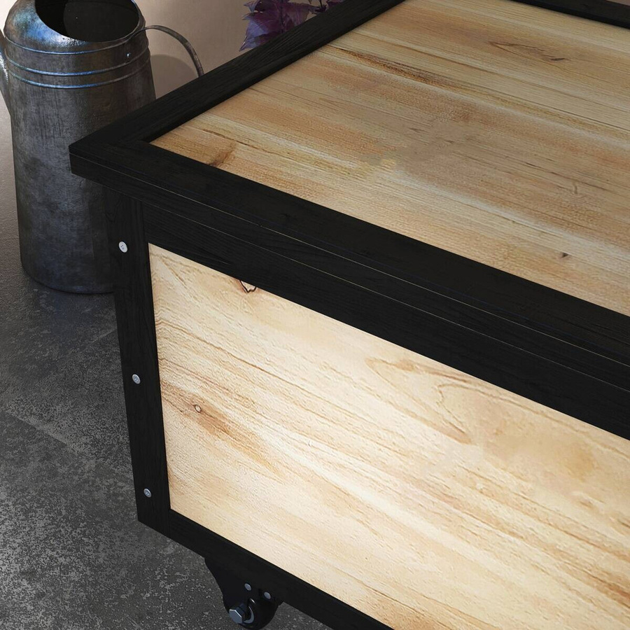 Outsunny Aufbewahrungsbox aus Fichtenholz in Natur mit Rollen, B/H/L: 50 x 100 x 43 cm - Bild 2