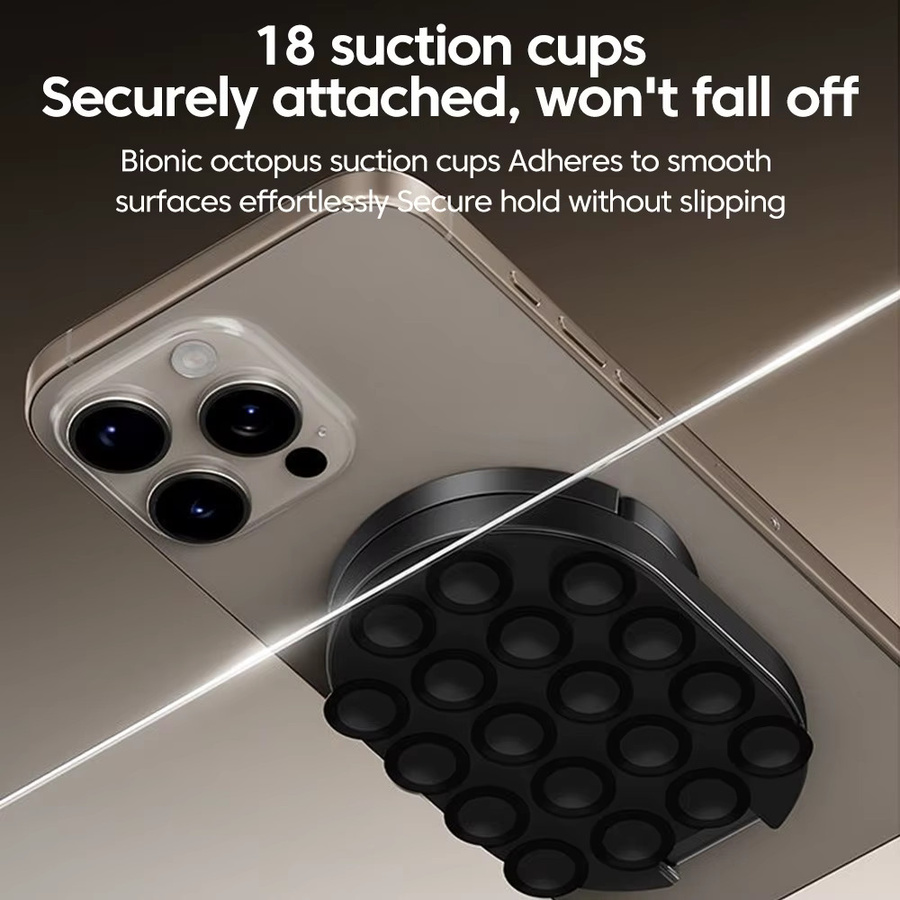 Olaf 3-in-1 Magnetischer Saugnapf-Ständer, 360 Grad drehbarer und faltbarer Smartphone-Halter in Schwarz - Bild 3