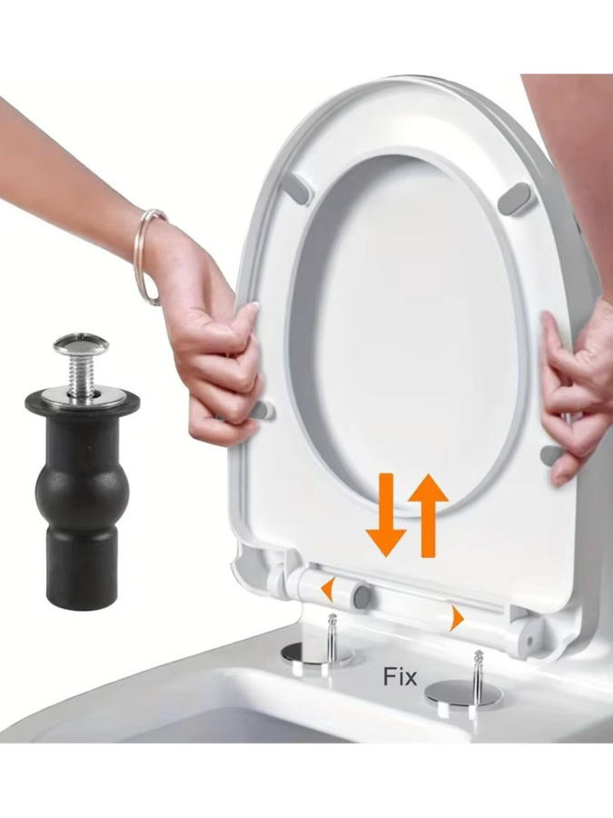 Beeinch WC-Sitz Schrauben und Scharniere Set mit Gummi-Erweiterungen und Muttern zur Befestigung für Blindlöcher im Badezimmer, 2/4er Pack - Bild 6