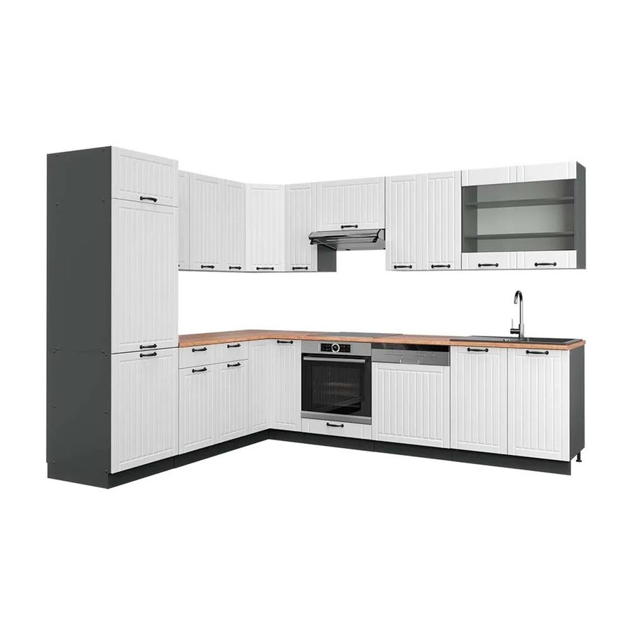 Vicco Fame-Line Eckküche im Landhausstil in Weiß und Anthrazit mit Eichenoptik, B/T/H: 227 x 287 cm - Bild 2