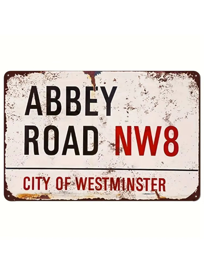Potdemiel Vintage Abbey Road NW8 Metallschild aus Weißblech, Wandkunst für Bar und Café, Breite: 30,5 cm, Höhe: 40,6 cm - Bild 5