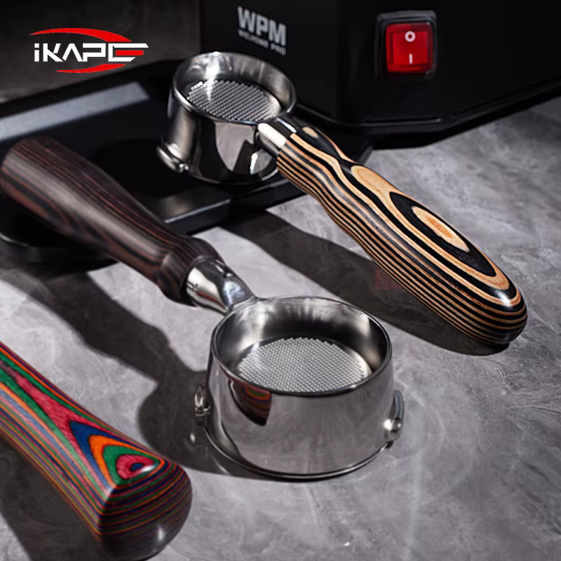 Ikape Bodenloser Siebträger mit farbigem Holzgriff für Delonghi, Barsetto, Flair 58 und weitere, Durchmesser: 51 mm, 54 mm oder 58 mm - Bild 5