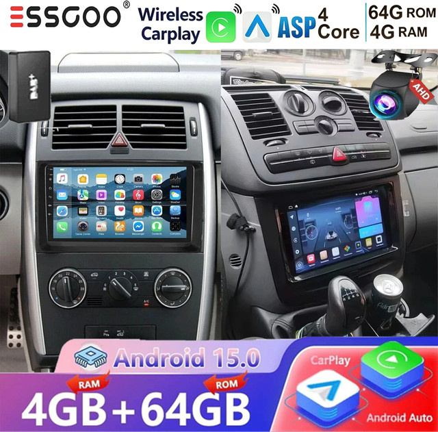 ESSGOO Android 15 Multimedia-Autoradio für Mercedes-Benz Vito und Viano W639 (2003 - 2015) mit GPS, WiFi, Bluetooth und DAB+ Adapter in Schwarz - Bild 1