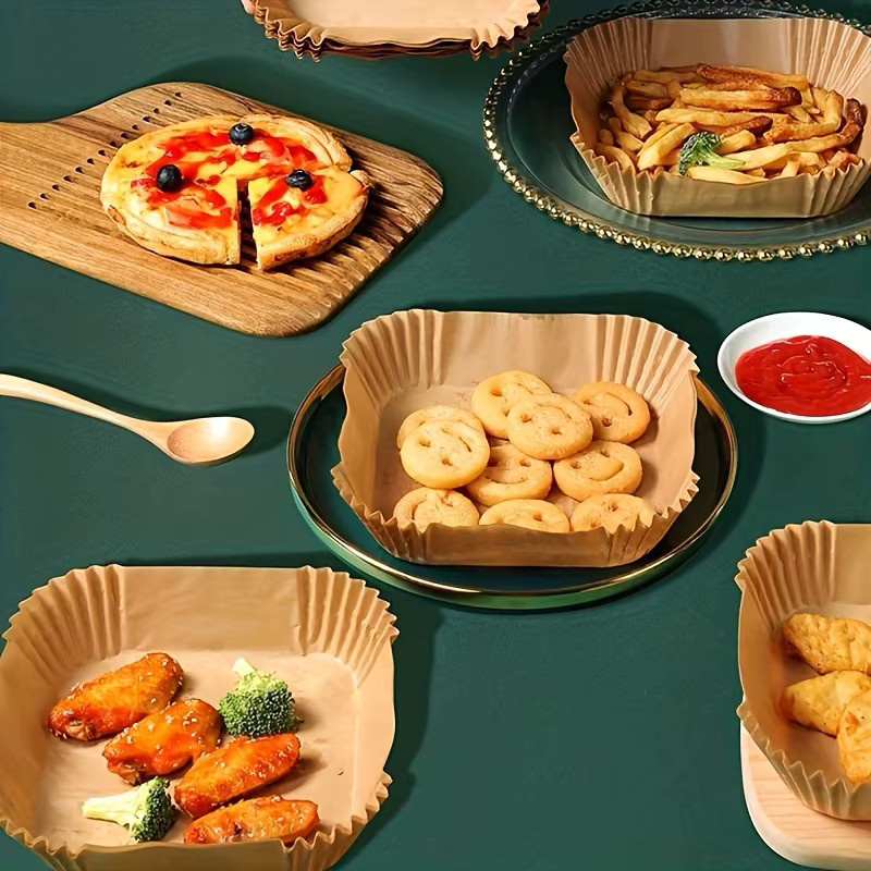 YOCITY Einweg-Papiereinlagen für Luftfritteusen, quadratische Pergamentpapier-Einlagen, öl- und wasserfest zum Backen, Braten und Grillen - Bild 4