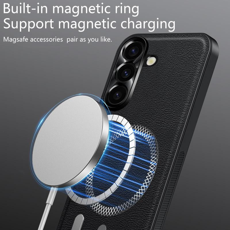 Samsung Galaxy S25 S24 S23 S22 Leder Handyhülle mit Vollabdeckung, magnetisch, wasserdicht und stoßfest, Farbe: Schwarz - Bild 2