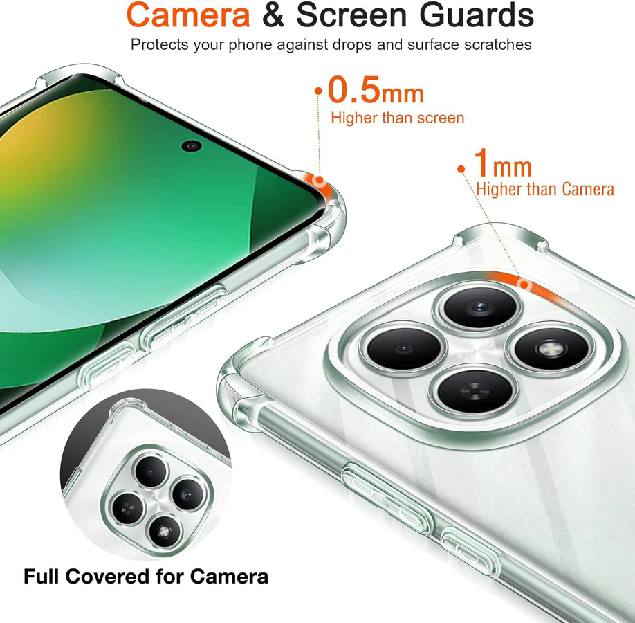 Transparente TPU Schutzhülle für Xiaomi Redmi Note 15 5G, Note 15 Pro und Pro+ Plus 4G, stoßfeste Hülle mit verstärkten Ecken - Bild 3