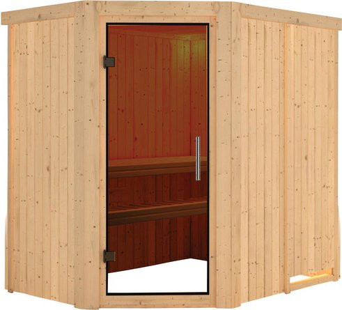 Karibu Sauna Vijandi für 3 Personen aus Fichte in Beige ohne Ofen B: 198 cm, T: 196 cm, H: 151 cm - Bild 1