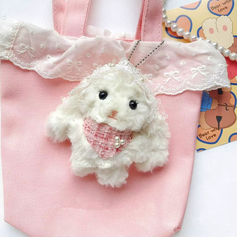 Cartoon Kaninchen Plüsch Puppe Schlüssel Kette, mit Bowknot - Bild 2