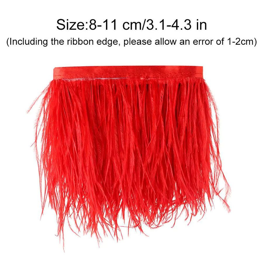 Schwarzes Straußenfeder-Band mit 8-10 cm Federn für DIY-Dekorationen und Hochzeitskleider, 1 Meter Länge - Bild 2