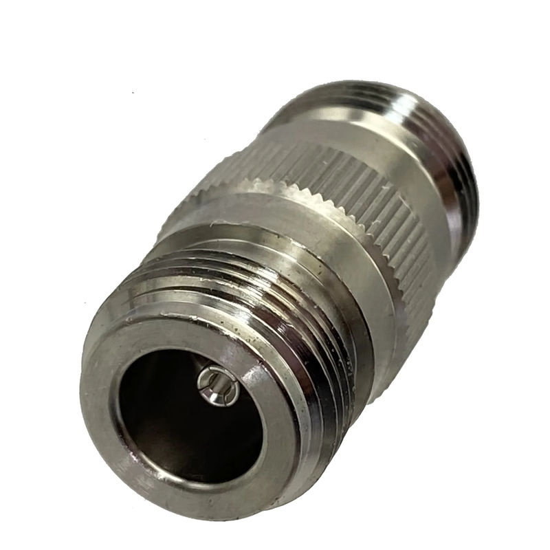 HF-Koaxial Adapter Buchse zu Buchse in Serie, Stecker gerade, Silber - Bild 2