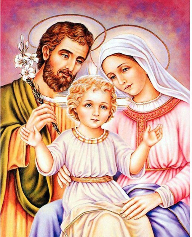 FIYO Diamantmalerei Religiöse Familie DIY Diamantstickerei mit runden Diamanten, mehrfarbig, B x H: 30 x 20 cm - Bild 1