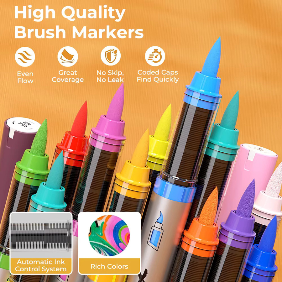 Aixxhh Acrylmarker Set mit 14 Farben und Pinselspitzen für professionelle Ergebnisse in Multicolour - Bild 1